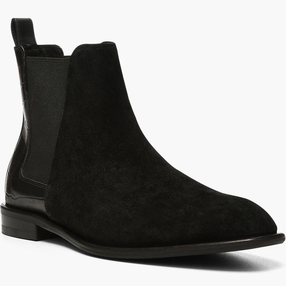 DONALD PLINER Calf Suede Chelsea Boot In black